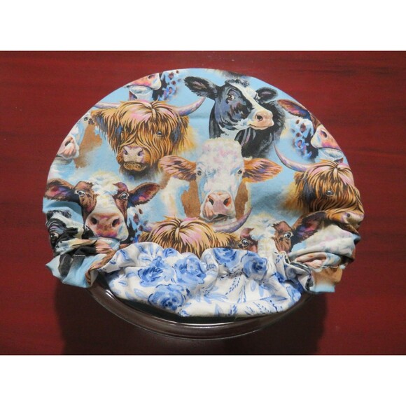 Kitchenaid Bowl Cover, Reversible Cows and Blue Rose Mixer Cover - Picture 5 of 6